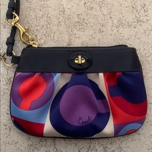 Coach zippered silk wristlet